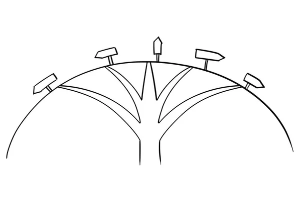 Рисунок из пяти способов перекрестка и стрелки в направлении — стоковый вектор