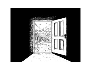 Doğa özgürlük kapıya karikatür