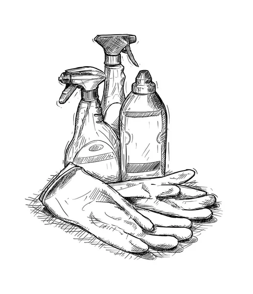 Hand Drawing of Set of House Cleaning Products — Stock Photo, Image