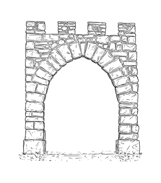 Cartoon of Open Stone Medieval Decision Gate — Stock Photo, Image