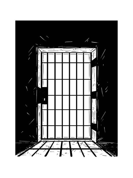 Cartoon Drawing of Prison Door Casting Shadow