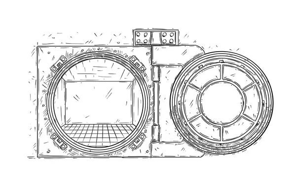 Dessin animé de la porte du coffre-fort vide ouvert — Photo