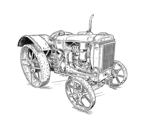 Dessin animé ou dessin de style BD d'un tracteur ancien ou vintage — Photo