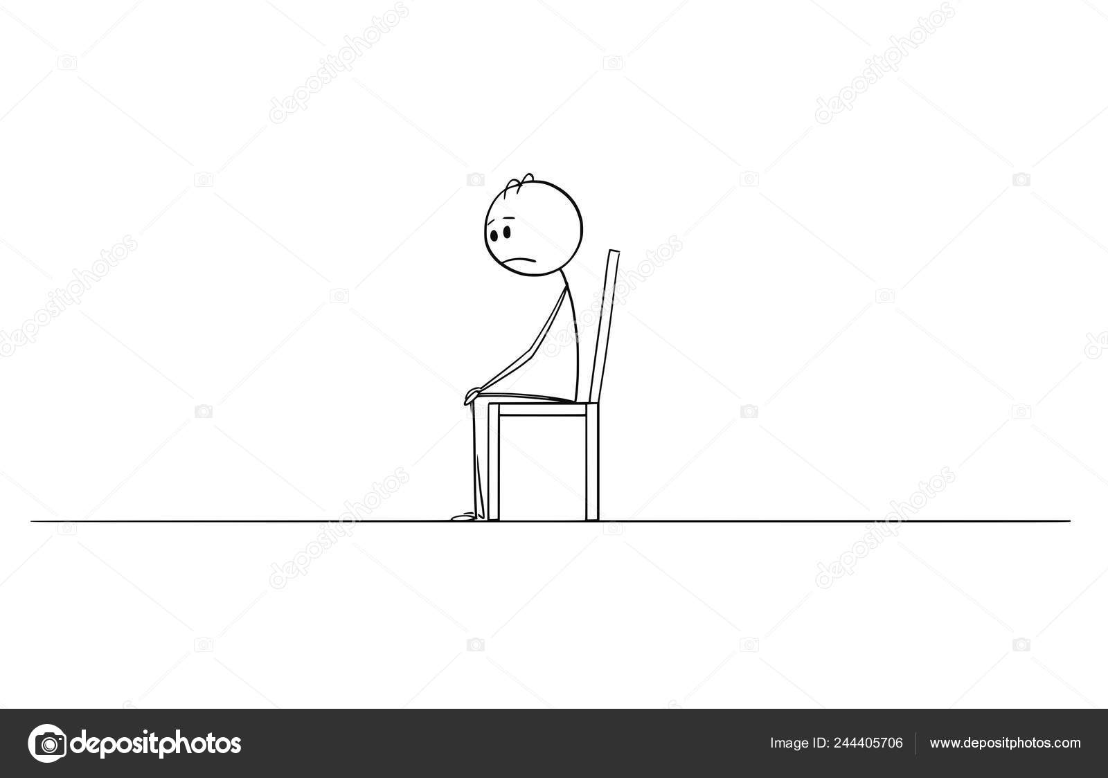 Cartoon Drawing of Lonely Depressed Man Sitting Alone on Chair in Empty  Space or Room Stock Vector Image by ©ursus@ #244405706