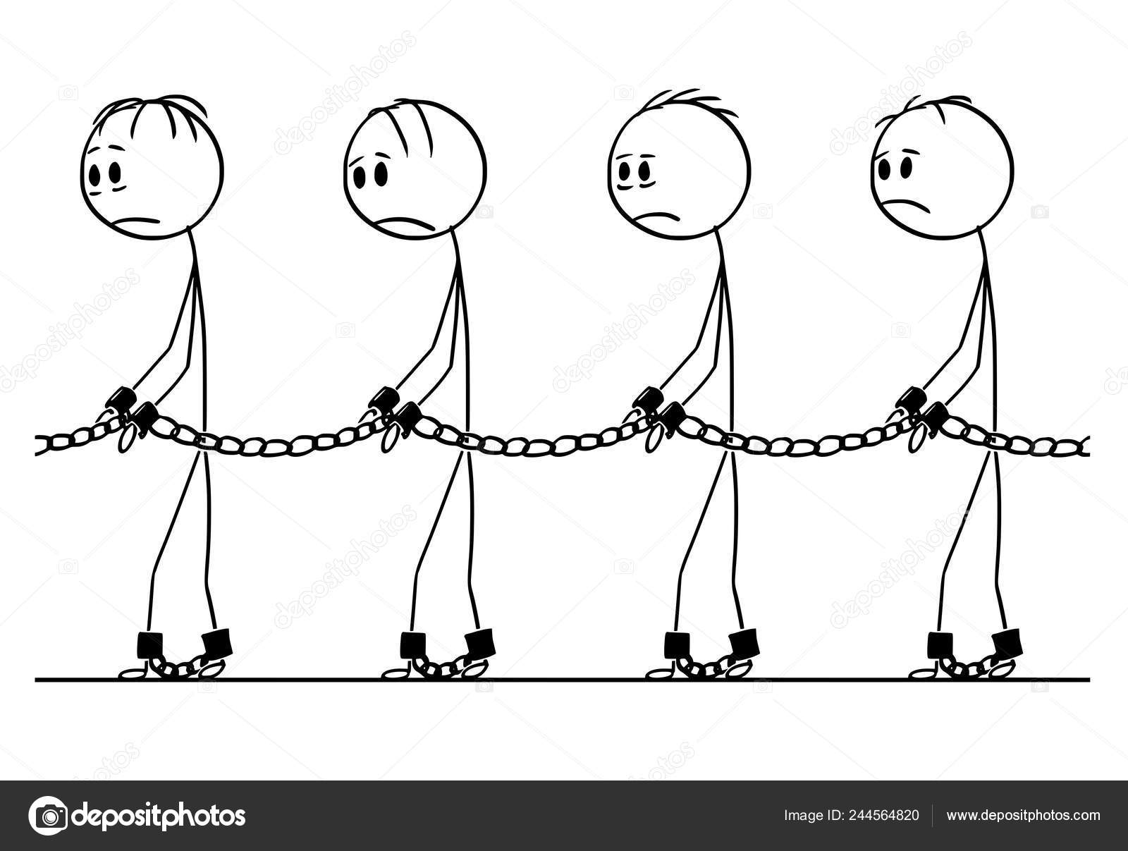 Cartoon of Line of Slaves Walking in Chains Stock Vector Image by  ©ursus@ #244564820