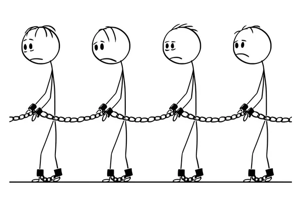 Мультфільм лінії рабів у ланцюгах — стоковий вектор