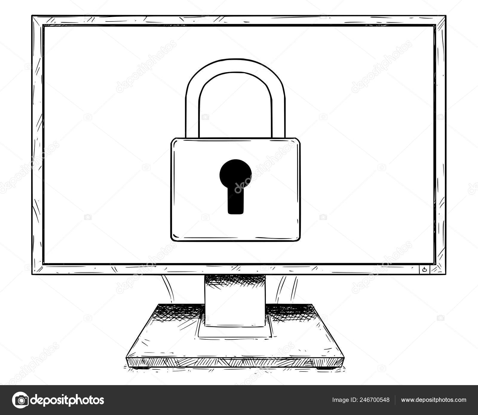 pix Monitor Cartoon Computer Drawing https depositphotos com 246700548 stock illustration cartoon drawing of computer display html