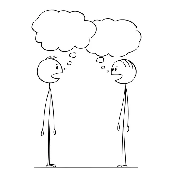 Desenhos animados de dois homens conversa com bolhas de fala vazias — Vetor de Stock