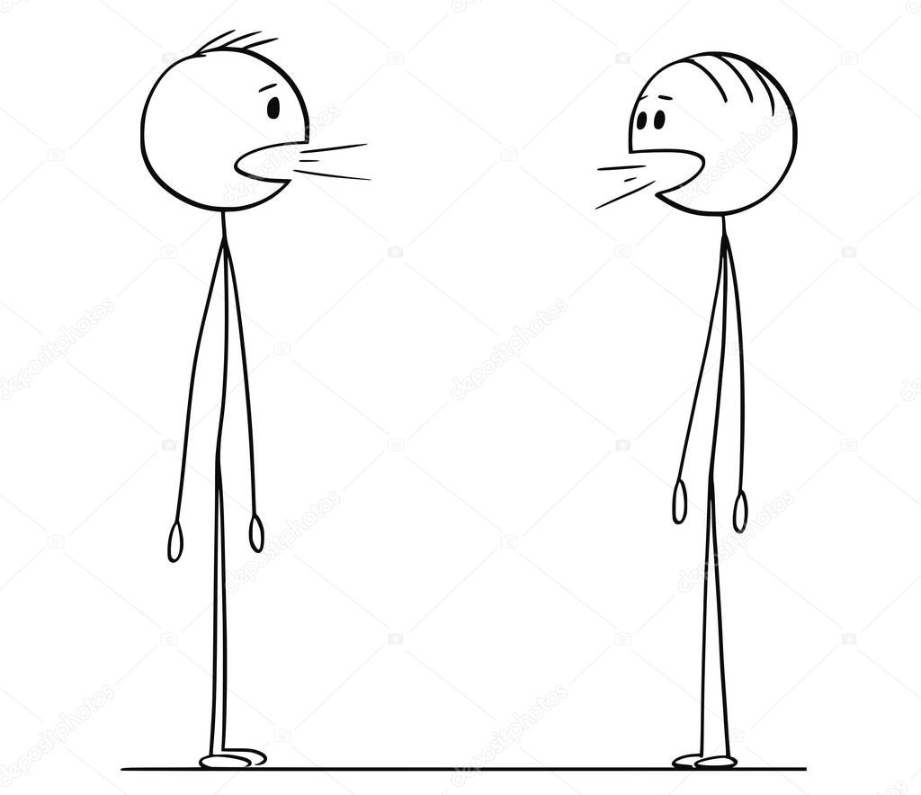 Cartoon of Two Men Conversation, Both Talking in Same Time