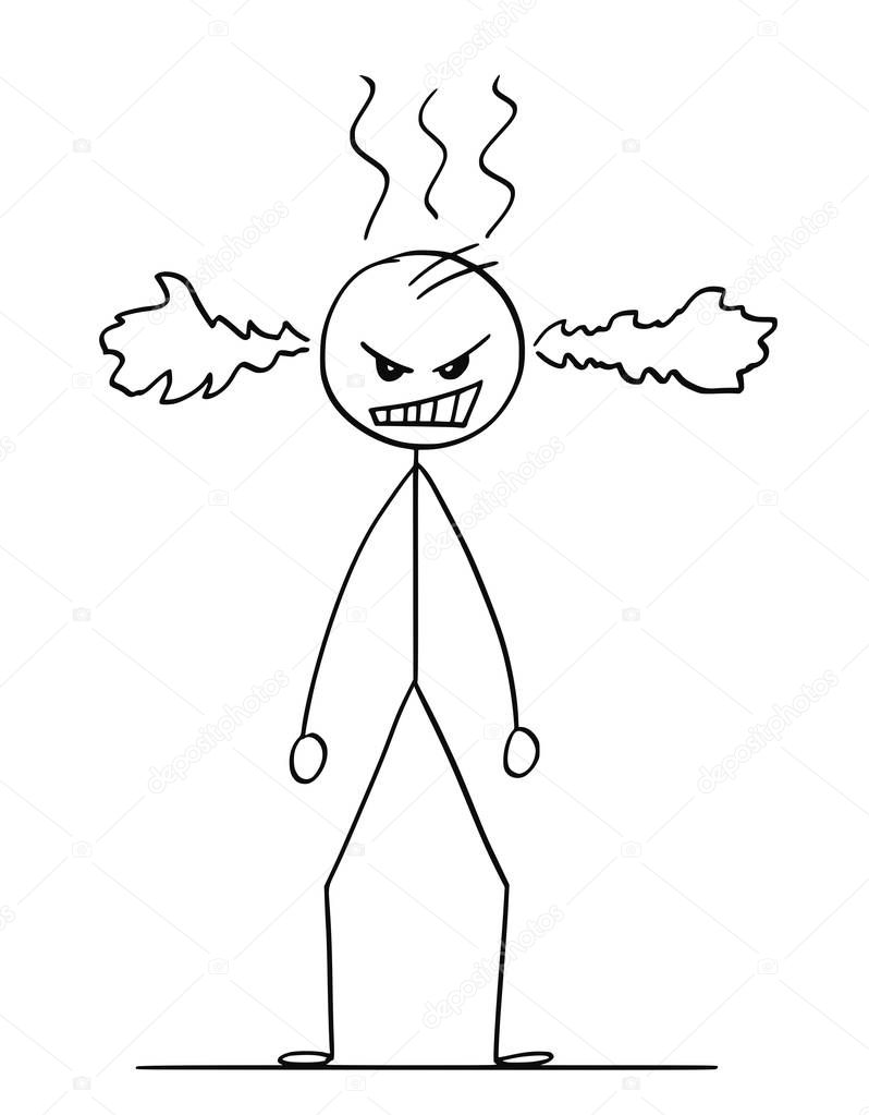 Cartoon of Angry Man or Businessman