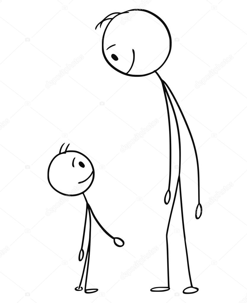 Cartoon of Man And Boy or Father And Son