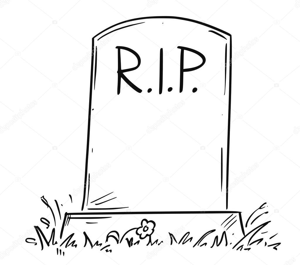 Cartoon Drawing of Tombstone With RIP or Rest in Peace Text