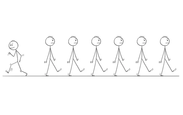 Мультфільм про людину або бізнесмена що стоїть поза натовпом — стоковий вектор