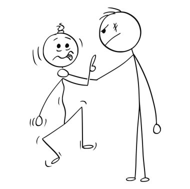 Büyük adam küçük Holding karikatür boyun ve onu boğmak Mans