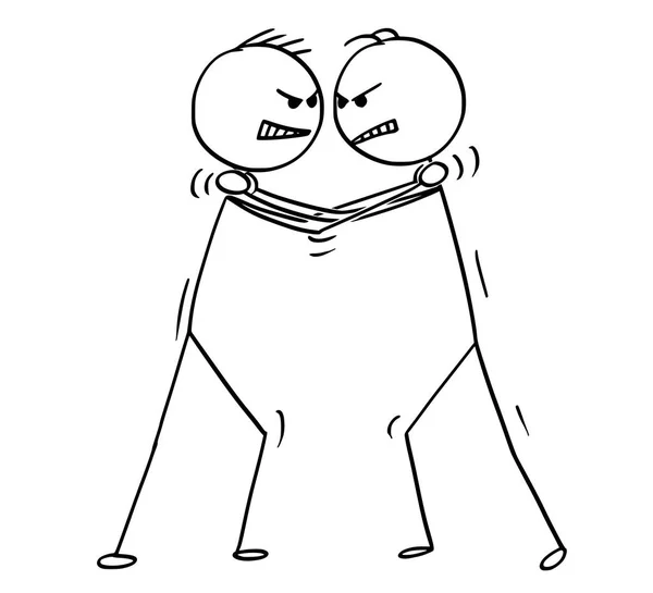 Cartoon van twee mannen of zakenlieden houden elkaars nek en wurgen — Stockvector