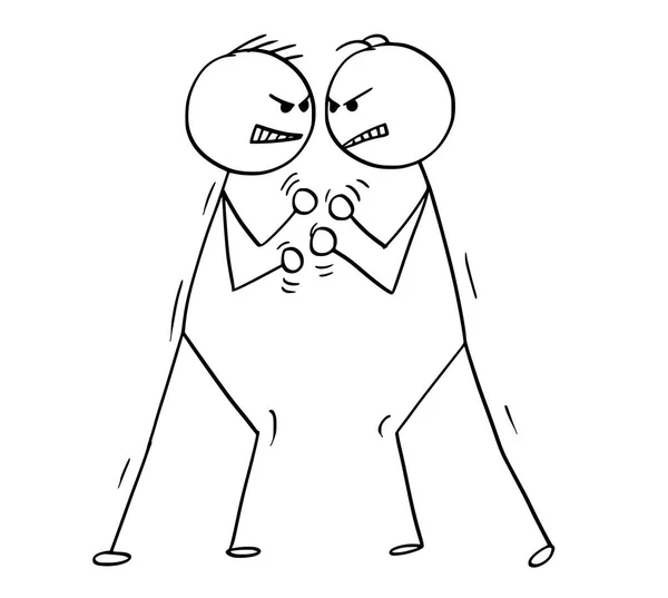 Caricature de deux hommes ou hommes d'affaires se battant et se bagarrant — Image vectorielle