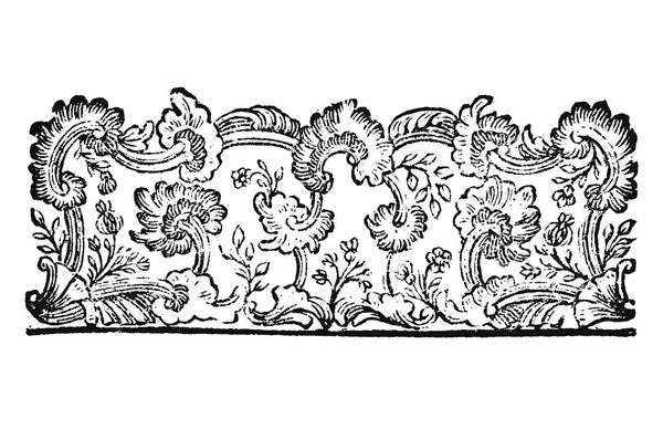 Vintage vector tekening of gravure van antieke florale decoratie ontwerp van bloemblaadjes in frame — Stockvector