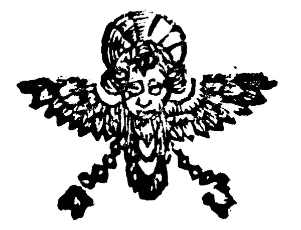 Vintage Vektor Zeichnung oder Gravur von antiken Blumenschmuck Design des christlichen Engels — Stockvektor