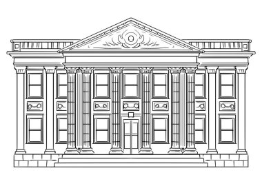 Klasik banka binası 'nın finans ve yatırım sembolü olarak vektör çizimi