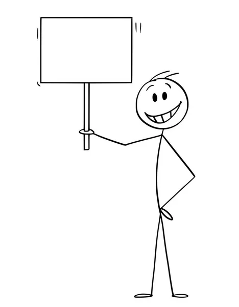 Cartoon of happy Smiling Man holding Empty Sign — стоковый вектор