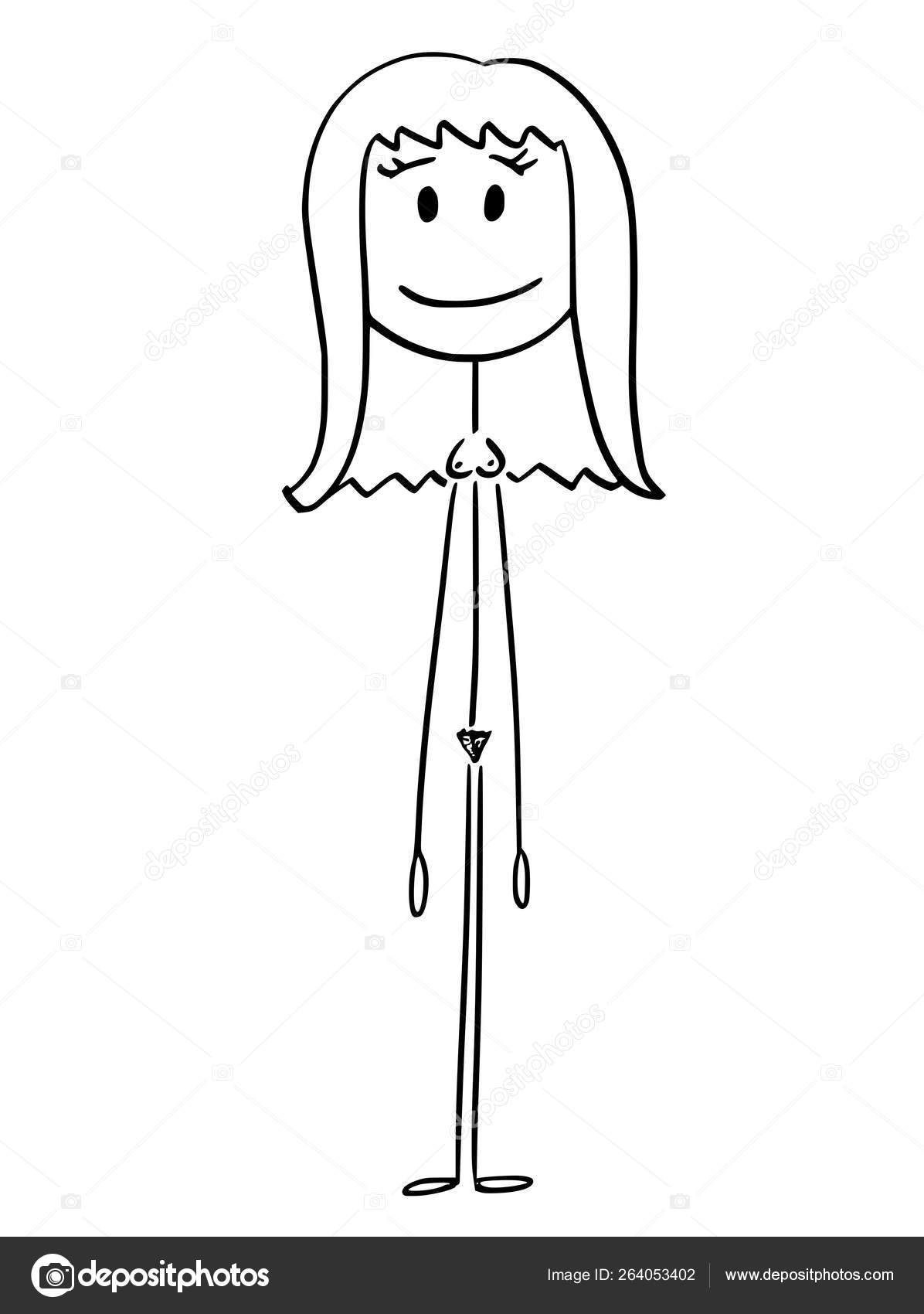 Cartoon Stick Figure Drawing Conceptual Illustration of Young Man