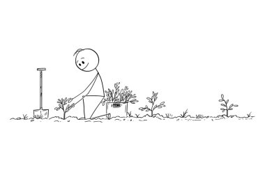 Küçük Ağaçlar Diken Adam Karikatürü, Gelecek, Doğa, Çevre ve Ekoloji Kavramı İçin Orman Oluşturma