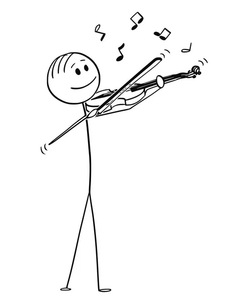 Καρτούν του βιολιστή παίζοντας μουσική στο βιολί — Διανυσματικό Αρχείο
