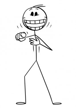 Vector Cartoon of Crazy or Mad Man or Businessman Pointing His Finger at Viewer and Laughing clipart