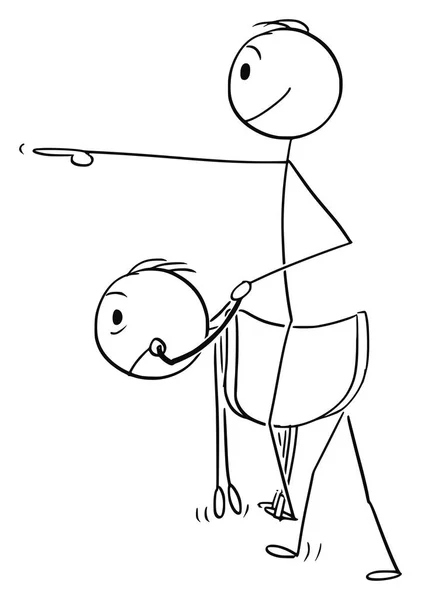 Vektor karikatyr av man eller affärsman sittande och ridning på bak i en annan man eller anställd som häst — Stock vektor
