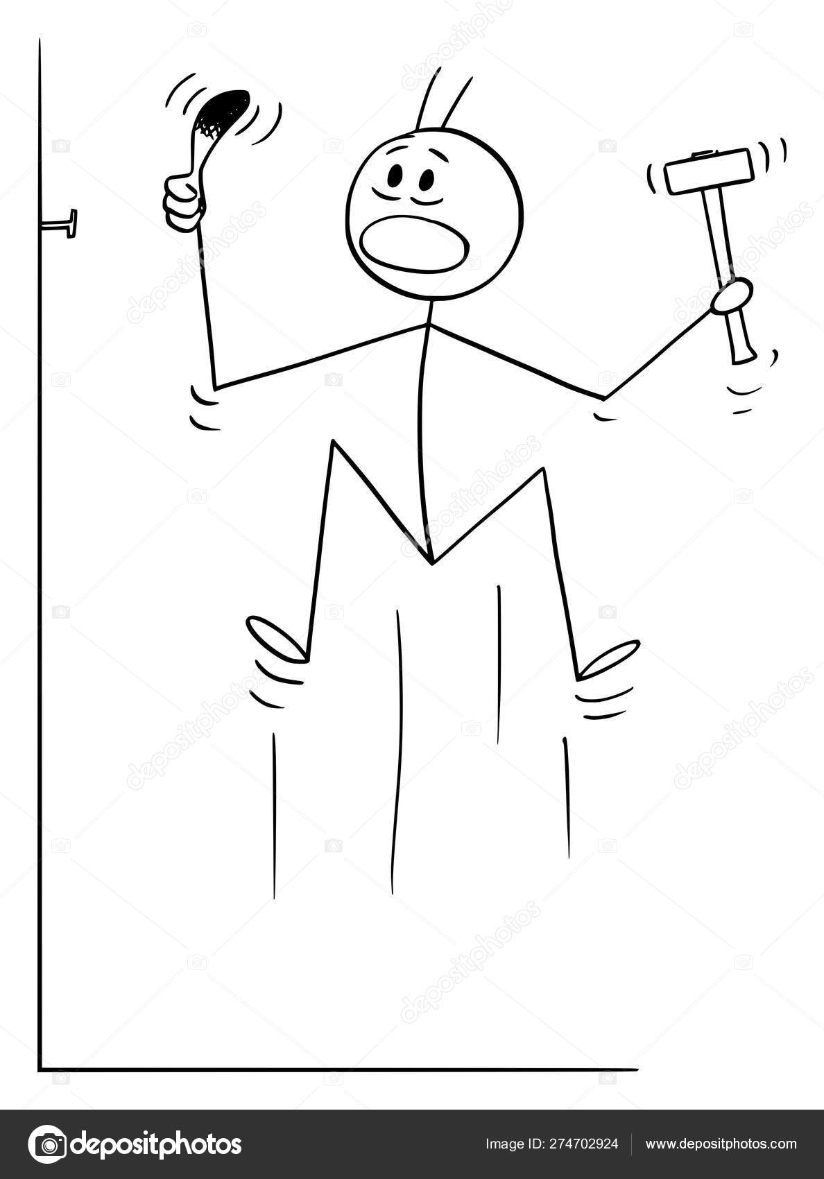 Vector Cartoon of Man Hitting His Finger While Driving or Hammering or Knocking a Nail. Stock Vector Image by ©ursus@ #274702924 Vector Cartoon of Man Hitting His Finger While Driving or Hammering or Knocking a Nail. Stock Vector Image by ©ursus@ #274702924