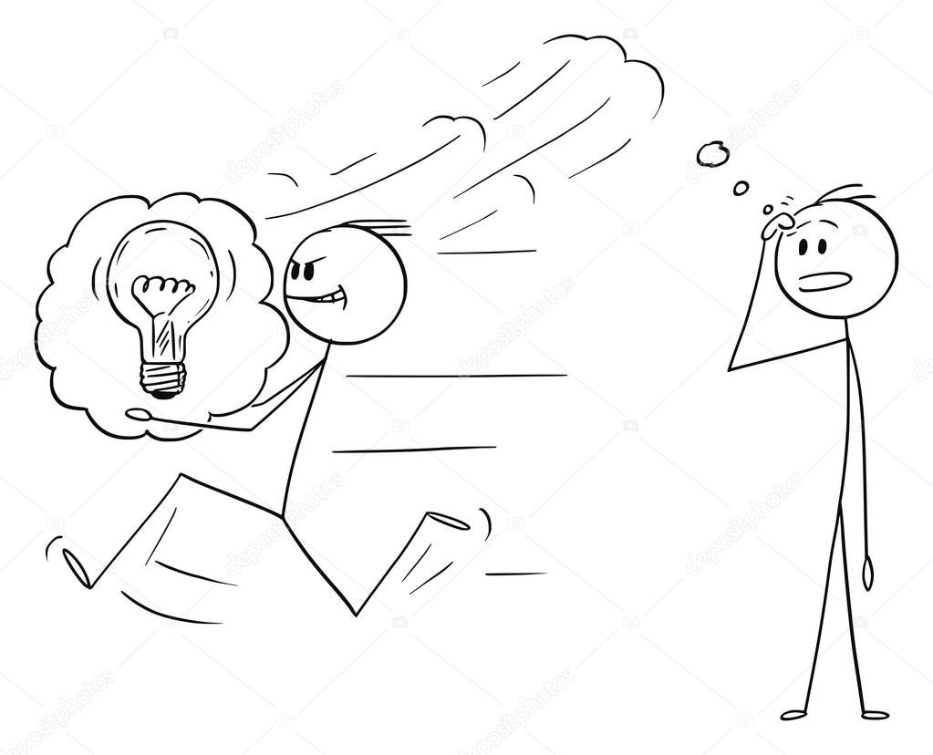 Vector Cartoon of Businessman Stealing an Idea to Another Man or Competitor