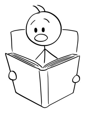 Vektör karikatür şok veya korkmuş adam okuma korkutucu veya şok edici kitap