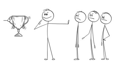 Vektör karikatür adam veya Işadamı Iddia katkı veya Merit yerine tüm takım