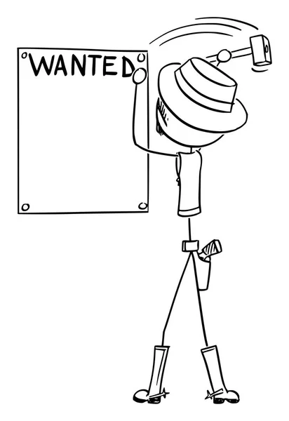 Wektor kreskówka z zachodni szeryf gwoździ pusty karnego Wanted plakat — Wektor stockowy