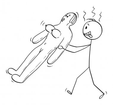 Vektör Karikatür Seks aç Adam Taşıyan Kauçuk Sex Doll