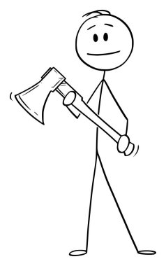 Adam veya Lumberjack Holding Balta veya Balta Vektör Karikatür
