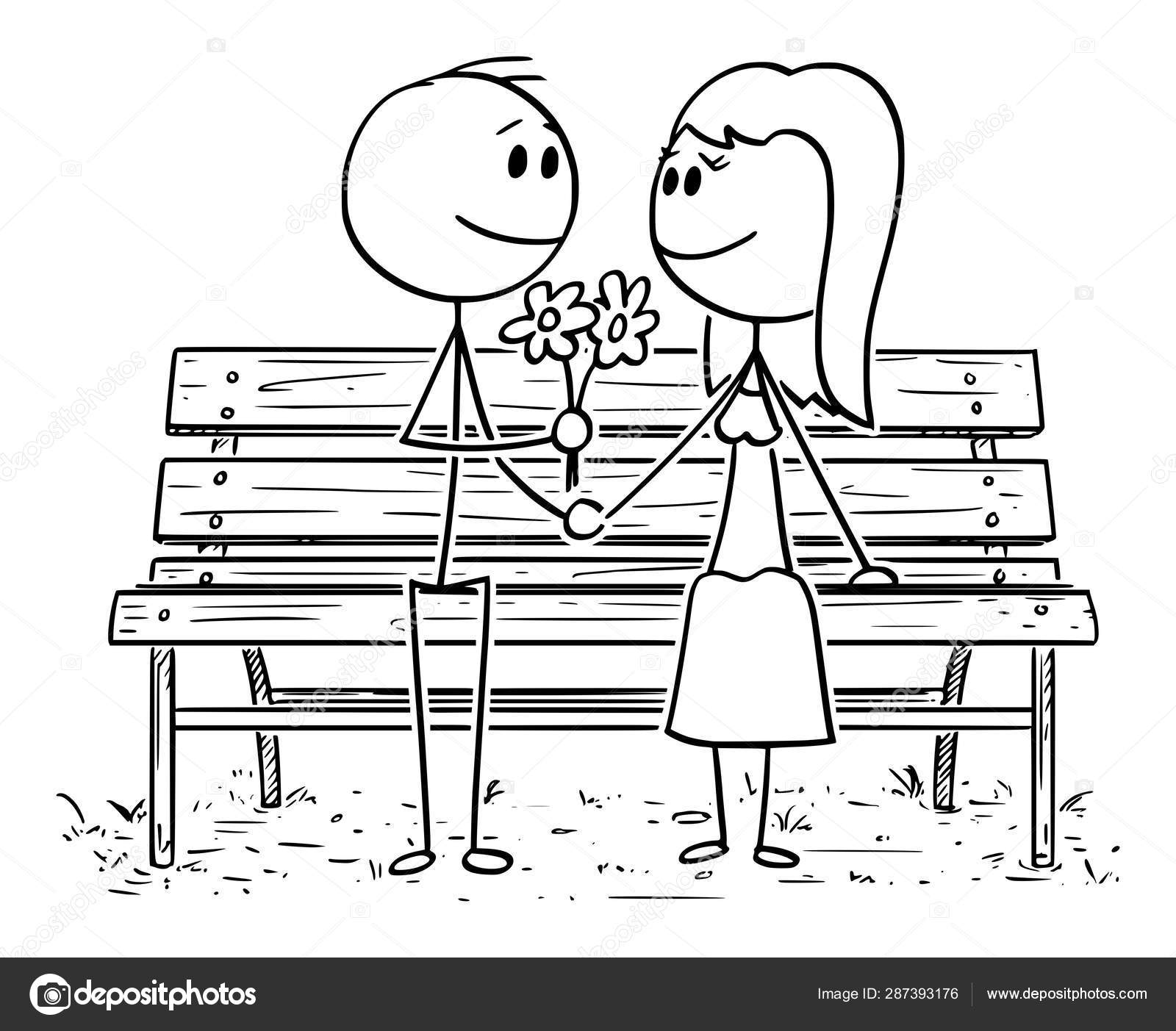 Cartoon of Loving Couple Sitting on Park Bench or Seat, Man Giving Flower to Woman Stock Vector Image by ©ursus@ #287393176 Cartoon of Loving Couple Sitting on Park Bench or Seat, Man Giving Flower to Woman Stock Vector Image by ©ursus@ #287393176