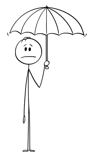 Vector Cartoon of Man atau Businessman Holding Umbrella - Stok Vektor