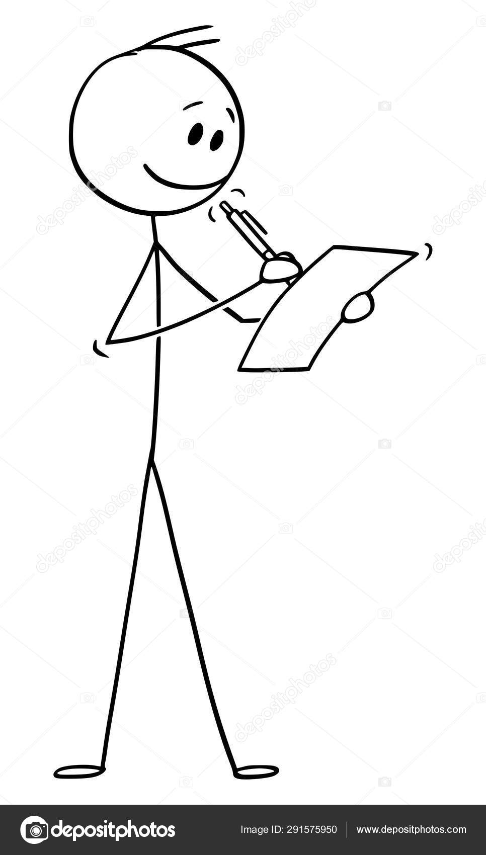 Vector Cartoon of Smiling Man or Businessman Writing on Sheet of Paper with Ballpoint Pen Stock Vector Image by ©ursus@ #291575950 Vector Cartoon of Smiling Man or Businessman Writing on Sheet of Paper with Ballpoint Pen Stock Vector Image by ©ursus@ #291575950