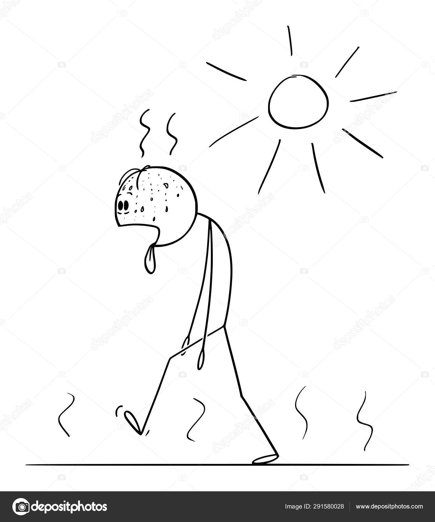 Vector Cartoon of Man Thirsty Exhausted Man Walking in Summer or Sunny Day  Stock Vector Image by ©ursus@ #291580028