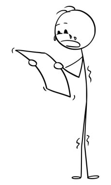 Ağlayan Adam veya İşadamı Nın Vektör Karikatürü Okuma Belgesi veya Mektubu