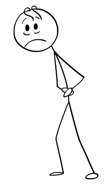 Vektor-Karikatur eines Mannes, der seinen Bauch oder Bauch hält und Bauchschmerzen hat — Stockvektor