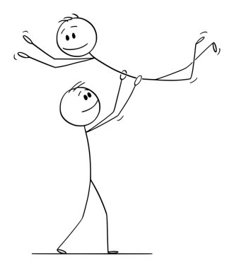 Dans Sırasında Dans Pose Lift Performans İki Erkek Eşcinsel Eşcinsel Çift Vektör Karikatür