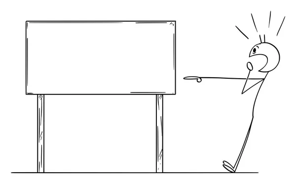 Vektorový kreslený muž ukazující na prázdný nápis — Stockový vektor