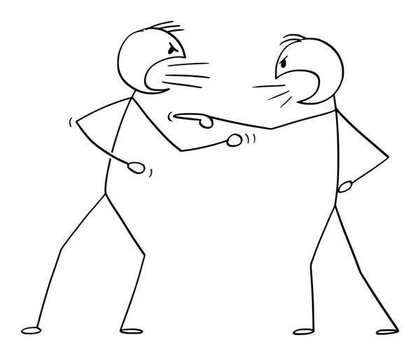 Vector Cartoon of Two Angry Men Arguing or Fighting Stock Illustration