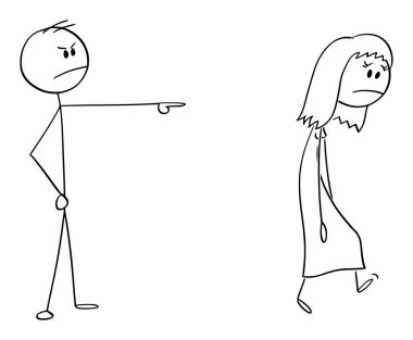Kızgın Adam ya da Patron İhraç Eden Kadın 'ın vektör karikatürü onu ayrılmaya zorluyor.