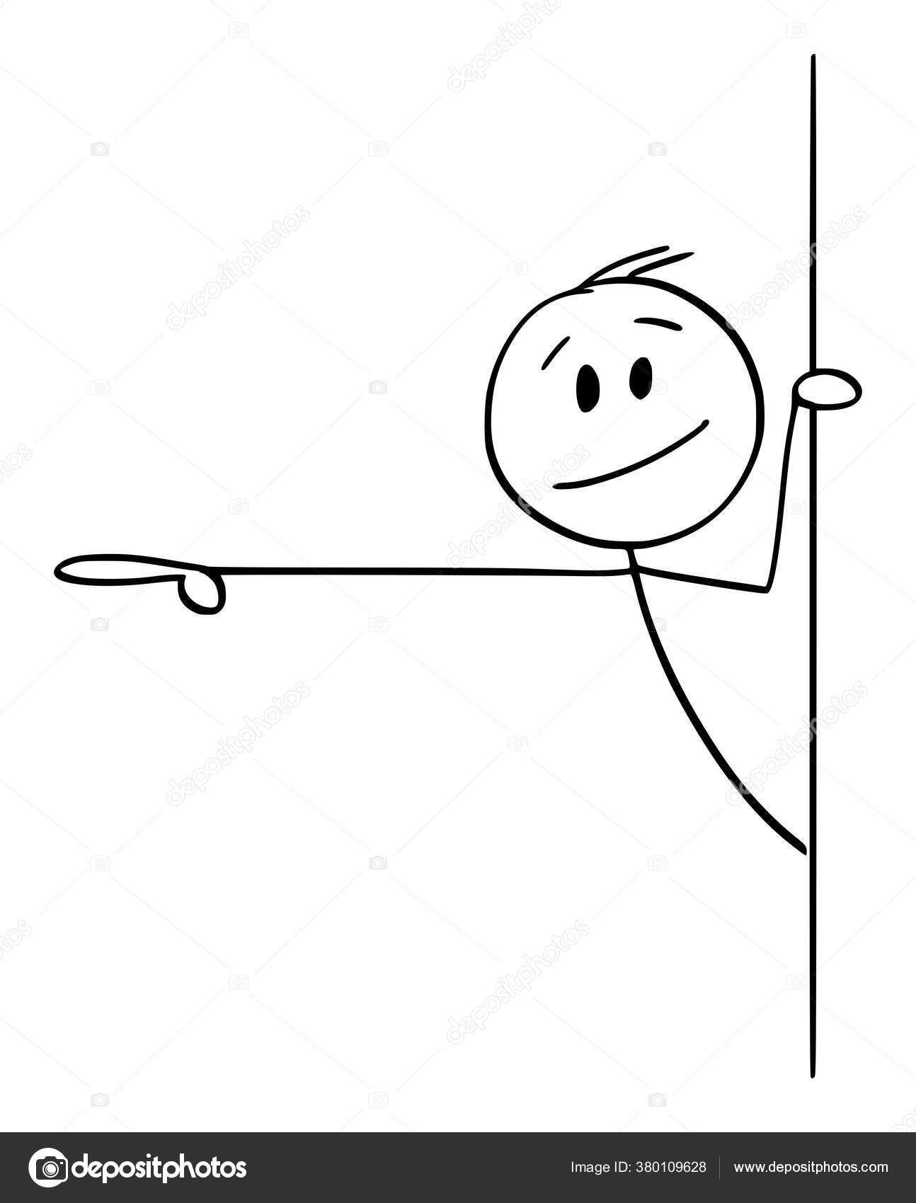 人或商人从墙后窥探并向或指向某物的矢量漫画说明图库矢量图©ursus@zdeneksasek.com 380109628