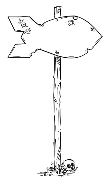 ベクトル手描き空の交通矢印原子爆弾の形でサインインします。核戦争の概念 — ストックベクタ