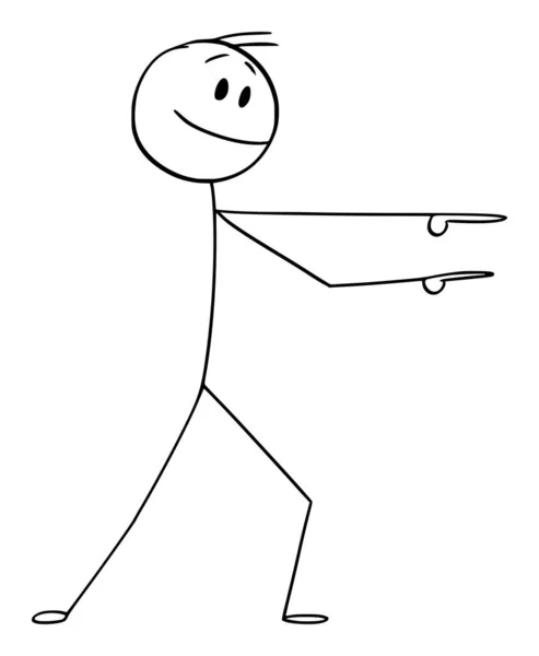 Vector Cartoon Illustration of Enthusiastic Man or Businessman Mostrando, Apresentando ou Apontando para Algo — Vetor de Stock
