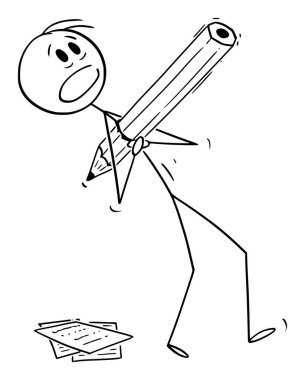 Vector Çizgi Filmi Erkek, Ofis İşçisi, Gazeteci, Sanatçı veya Yazar Büyük Kalem Deliği Altında